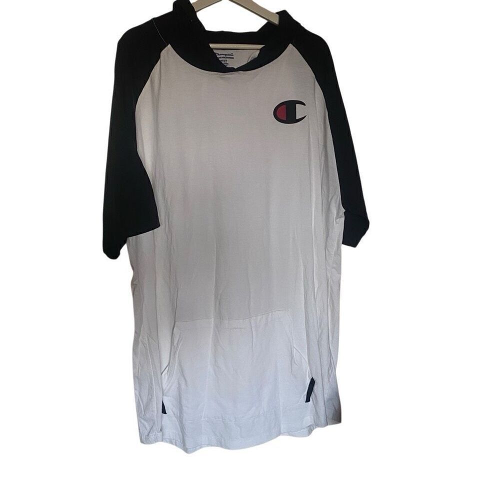Champion short sleeve hooded 2X tall blue white mens - Picture 1 of 5